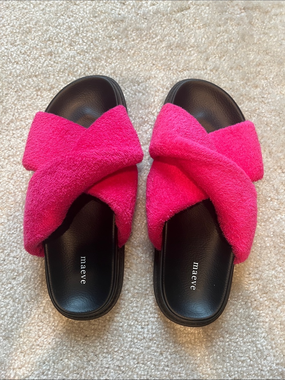 Anthropologie Maeve Pink Terry Cloth Slide Sandals Size 8 NWOT